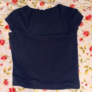 navy blue portia square neck crop tee